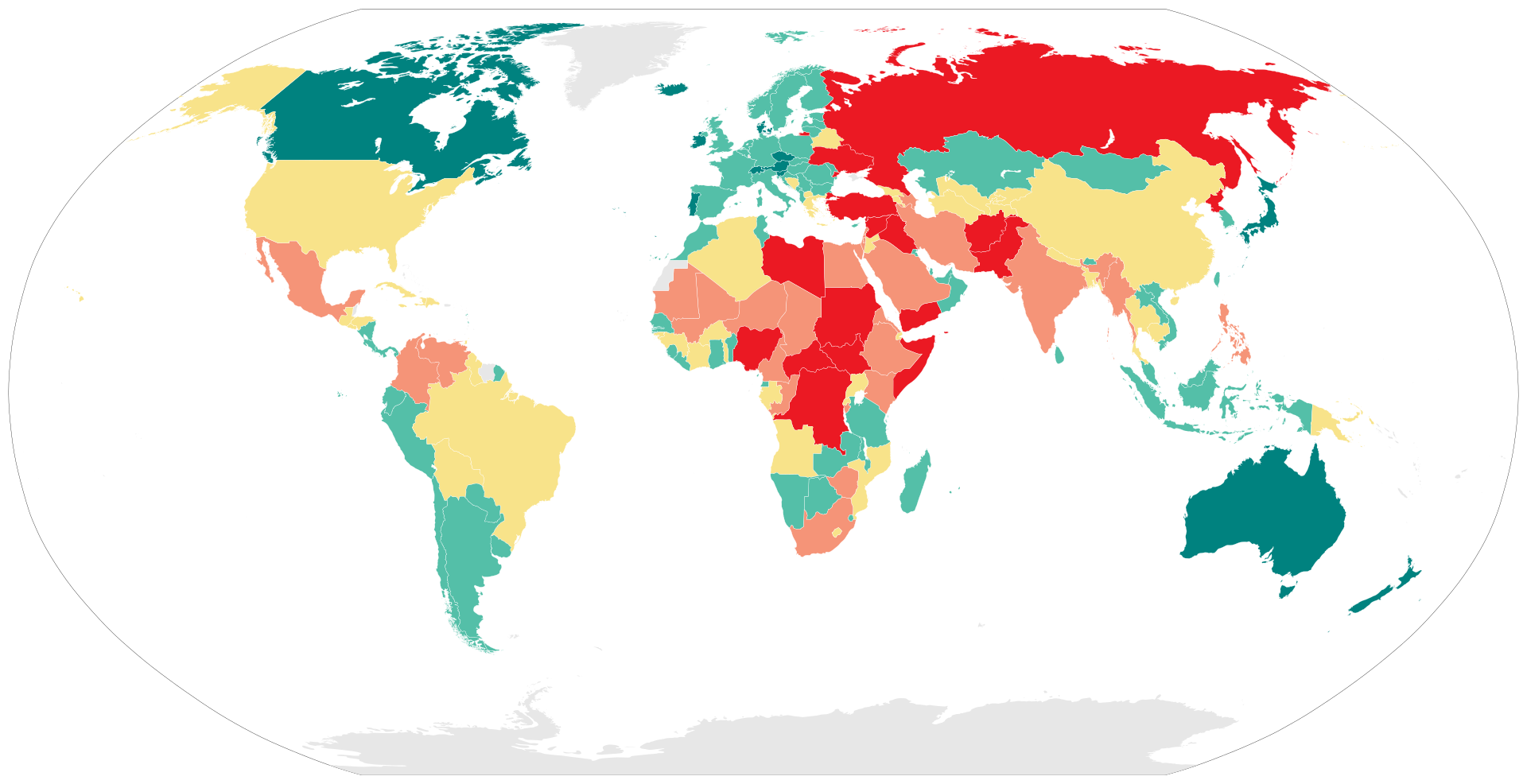 Bản đồ thể hiện hòa bình thế giới